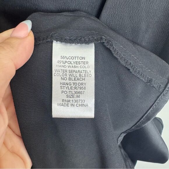 UMGEE | Ruffle Detail Cold Shoulder Black Mini Dress Women’s Size Medium - Picture 6 of 8